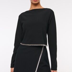 Brand New Abercrombie Long Sleeve Embellished Rhinestone Top